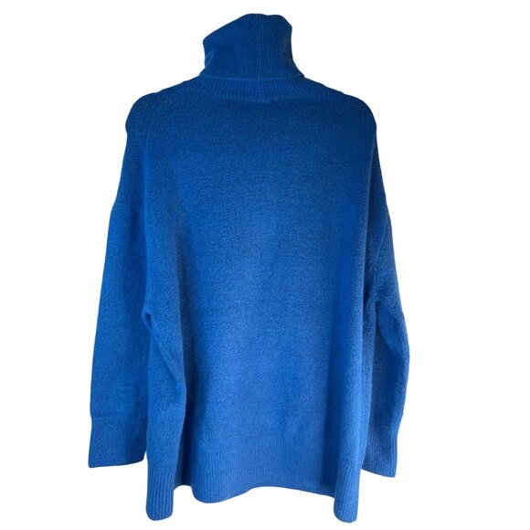 2/$30 ZARA Blue Turtleneck Sweater Small Soft Acrylic Blend Dolman Sleeve Ribbed - Picture 4 of 16